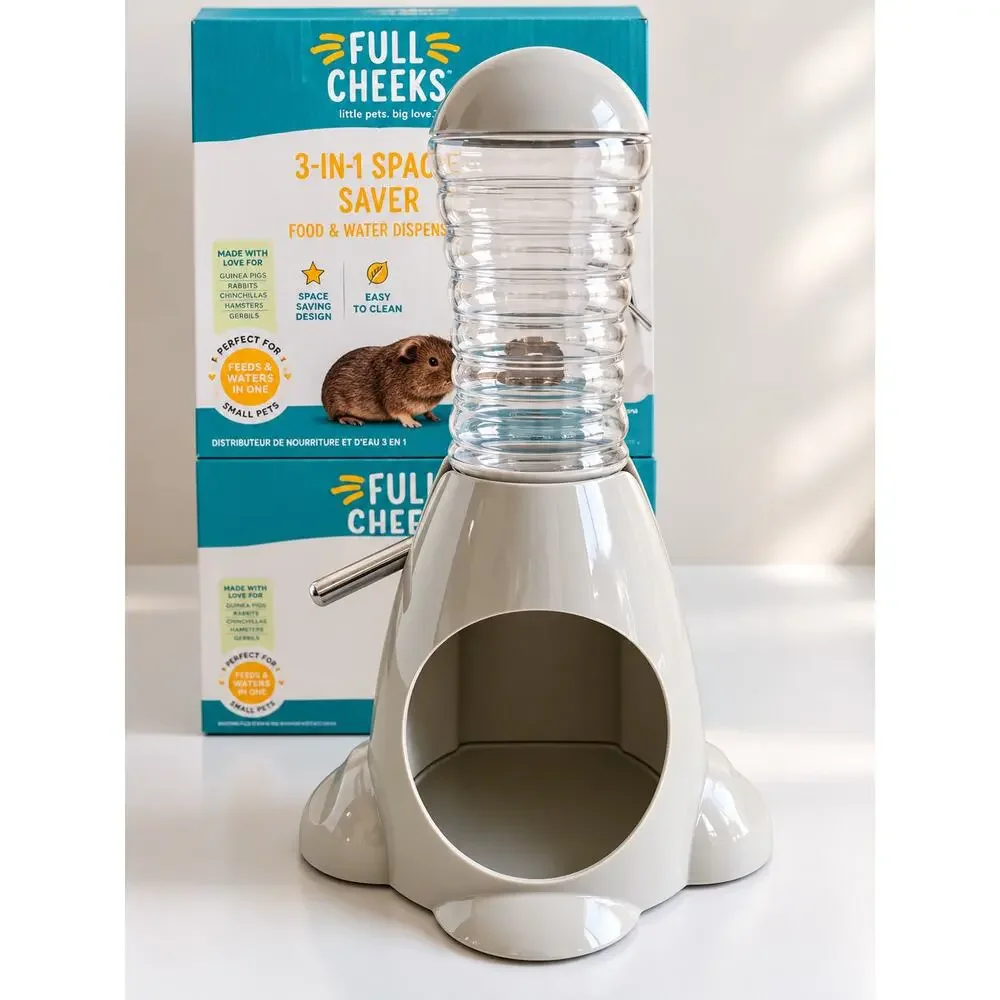 Full Cheeks Guinea Pig 3-in-1 Space Saver Food & Water Dispenser Small Pets